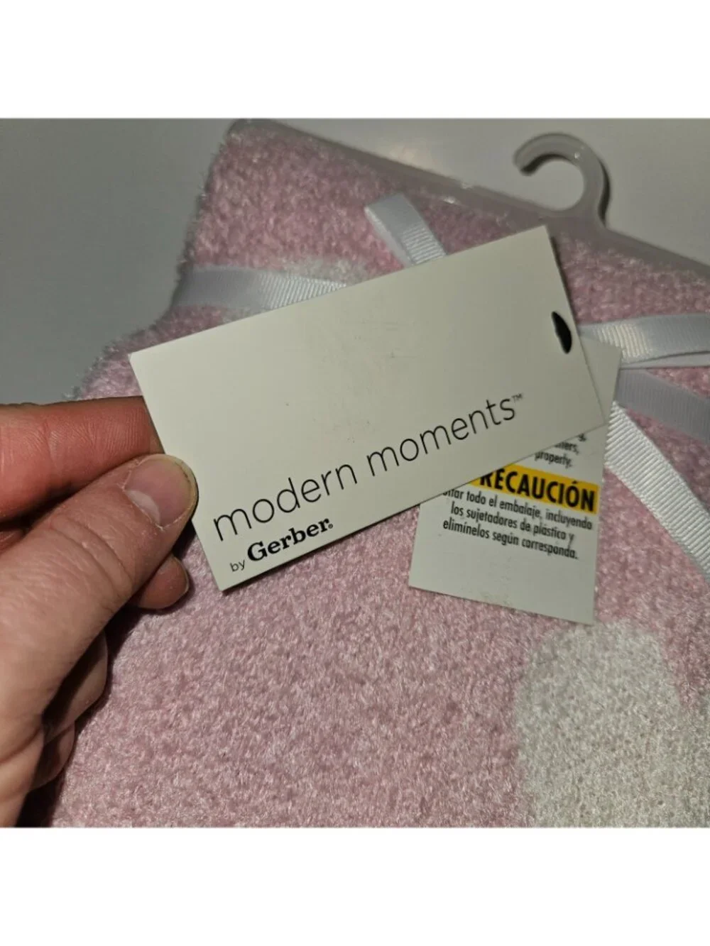NEW Gerber Modern Moments Knit Baby Blanket Pink White Hearts 30x40 Soft